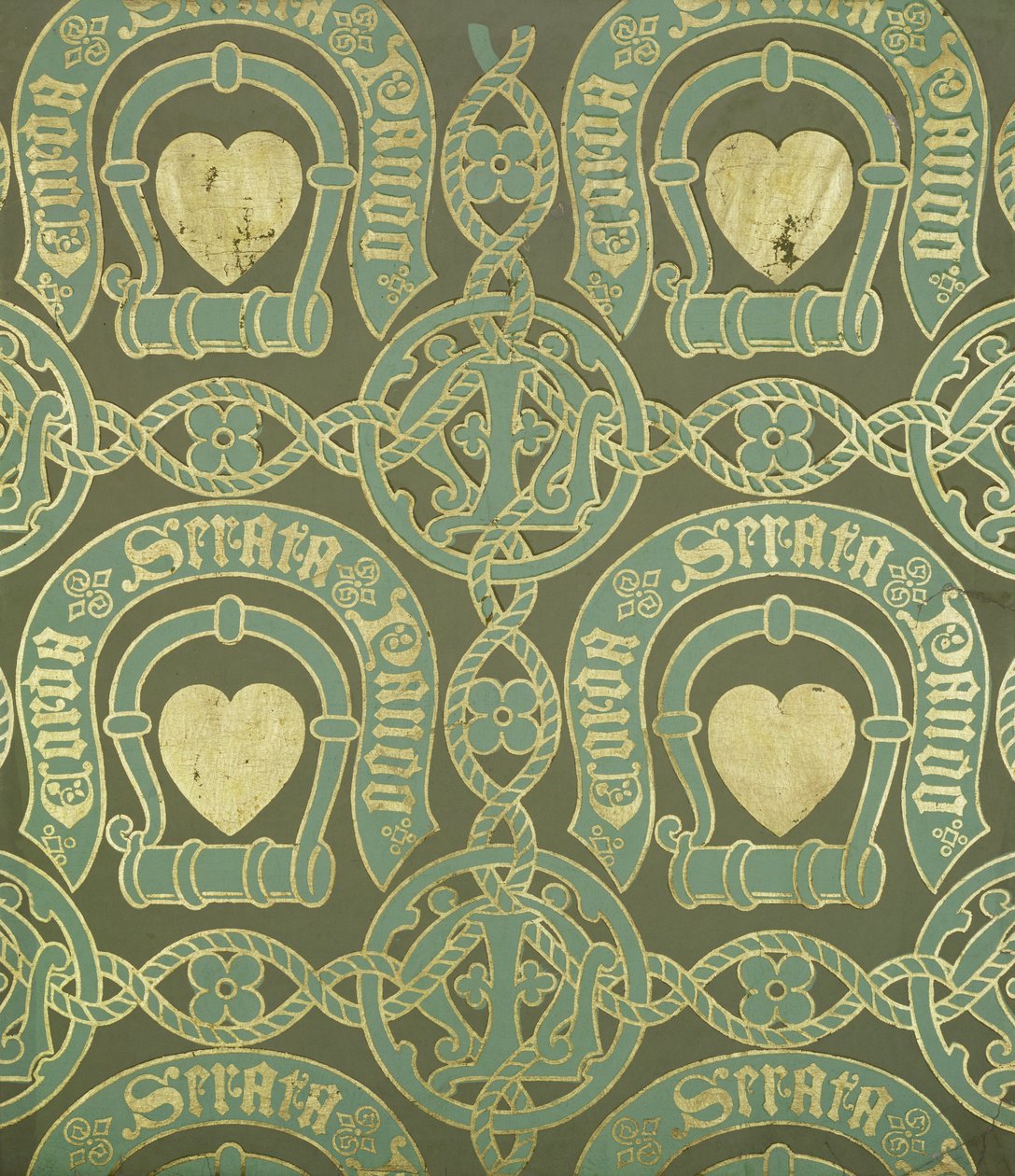 Diseño de papel tapiz eclesiástico con motivo de corazón de Augustus Welby Northmore Pugin