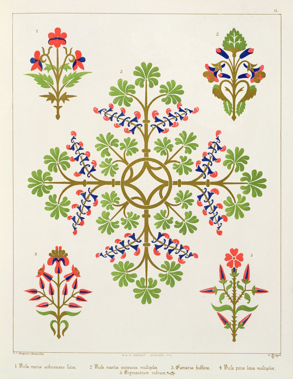 Diseño de papel tapiz con motivo de rosas, impreso por M. y N. Hanhart de Augustus Welby Northmore Pugin