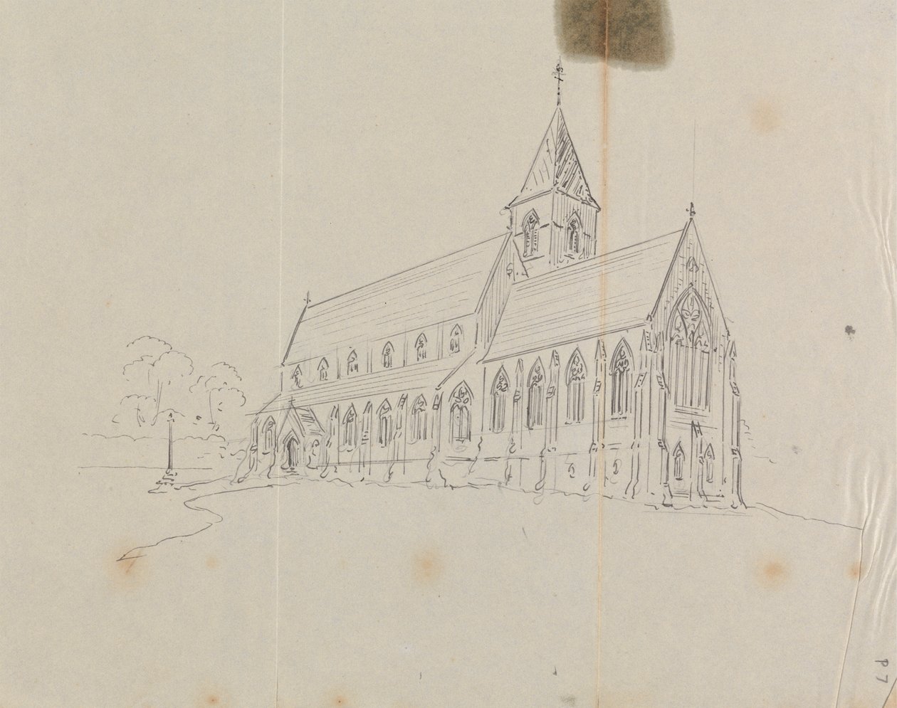 Boceto de una iglesia gótica de Augustus Welby Northmore Pugin