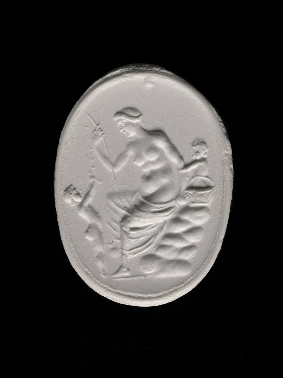 Impresión de una piedra de anillo que representa a Afrodita, c.100-70 a.C. (yeso) de Aulos Aulos