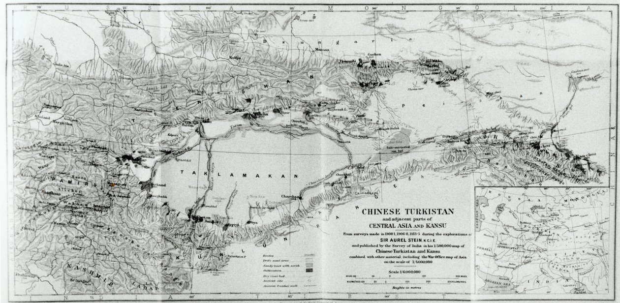 Mapa del Turkestán chino, de 
