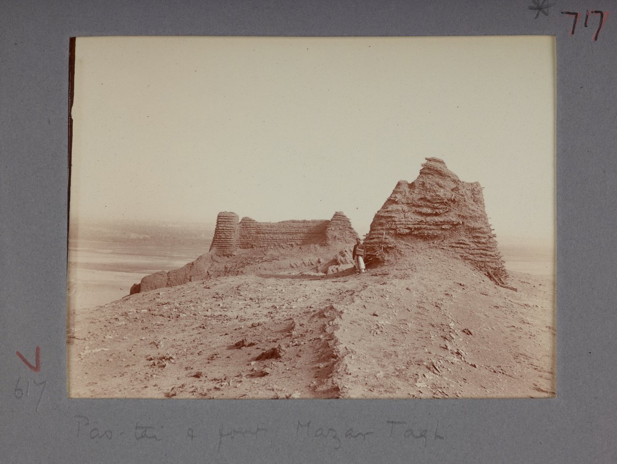 Vista de Mazar Tagh (foto en blanco y negro) de Aurel Stein
