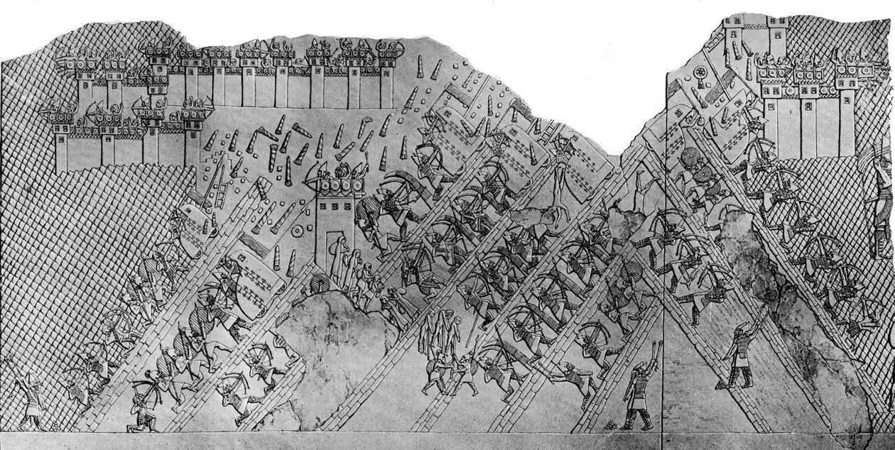 Asalto a la Ciudad de Laquis, 700-692 a.C., c. 1900-1920 de Austen Henry Layard