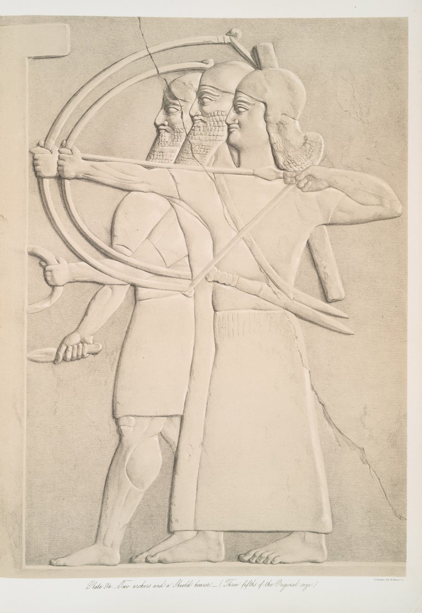Dos arqueros y un escudero, 1849 de Austen Henry Layard
