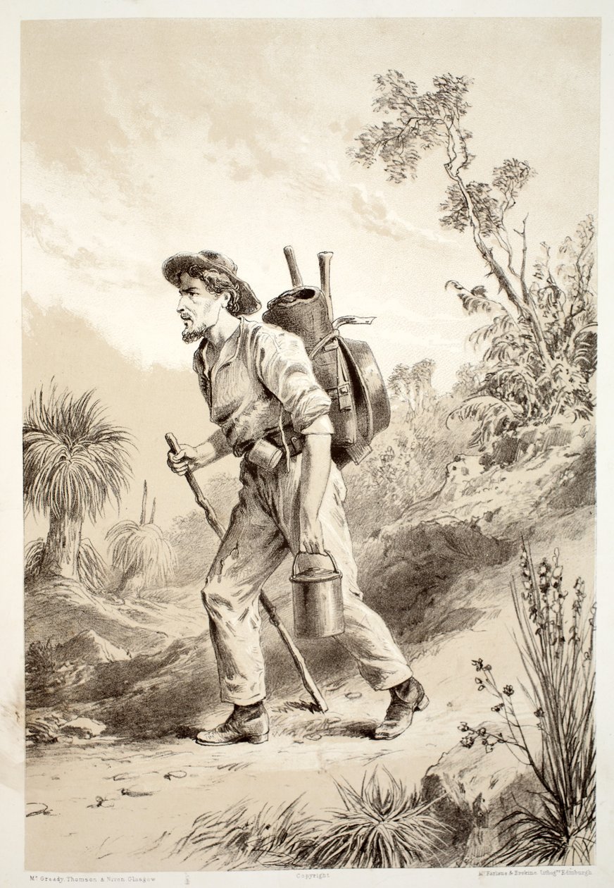 Buscador en el Camino, de La Historia de Australasia por David Blair, McGrady, Thomson y Niven, 1879 de Australian School