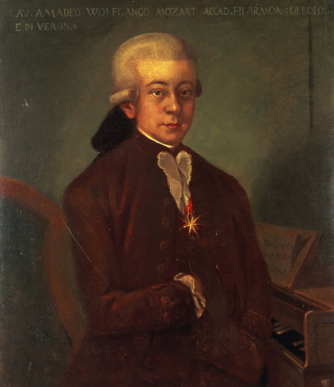Retrato de Wolfgang Amadeus Mozart (1756-91) con la Orden de la Espuela de Oro, 1777 de Austrian School