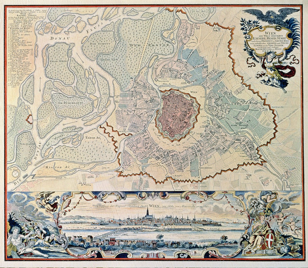 Plano de la ciudad de Viena, según un grabado de 1720 (grabado) de Austrian School