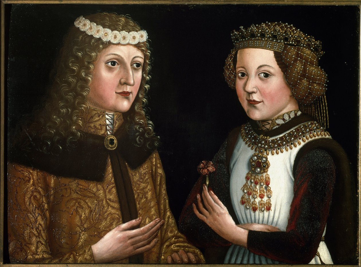 Retrato de Ladislao Póstumo, Rey de Bohemia, Hungría y Croacia, con su prometida Magdalena de Valois de Austrian School