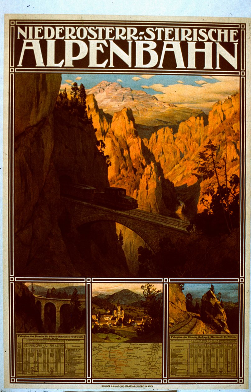 Póster del Niederösterreich-Steirische Alpenbahn de Austrian School