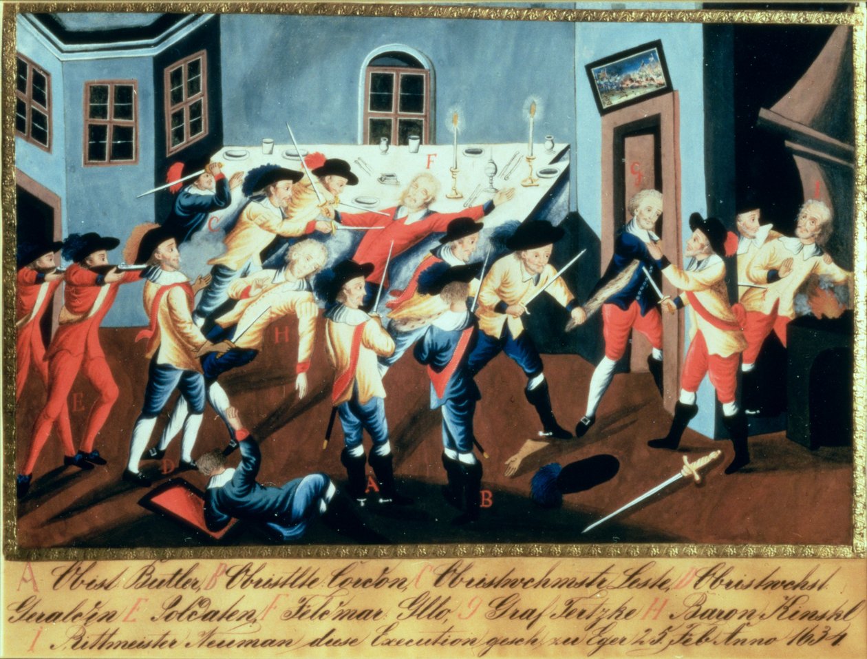 La detención de Albrecht von Wallenstein (1583-1634) en Eger por una fuerza de oficiales irlandeses y escoceses al mando del general Butler de Austrian School