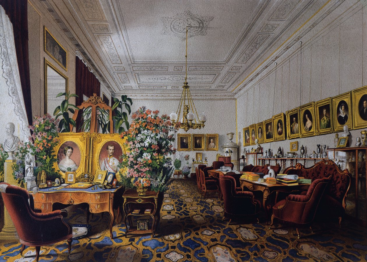 El salón de la Archiduquesa Sofía en el Hofburg en Viena, ca 1854, Austria de Austrian School