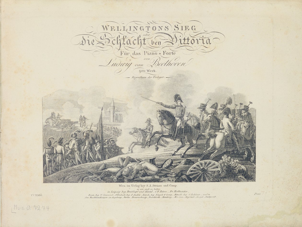 Página de título de la Victoria de Wellington, Op. 91, publicado por S.A. Steiner & Comp., Viena de Austrian School