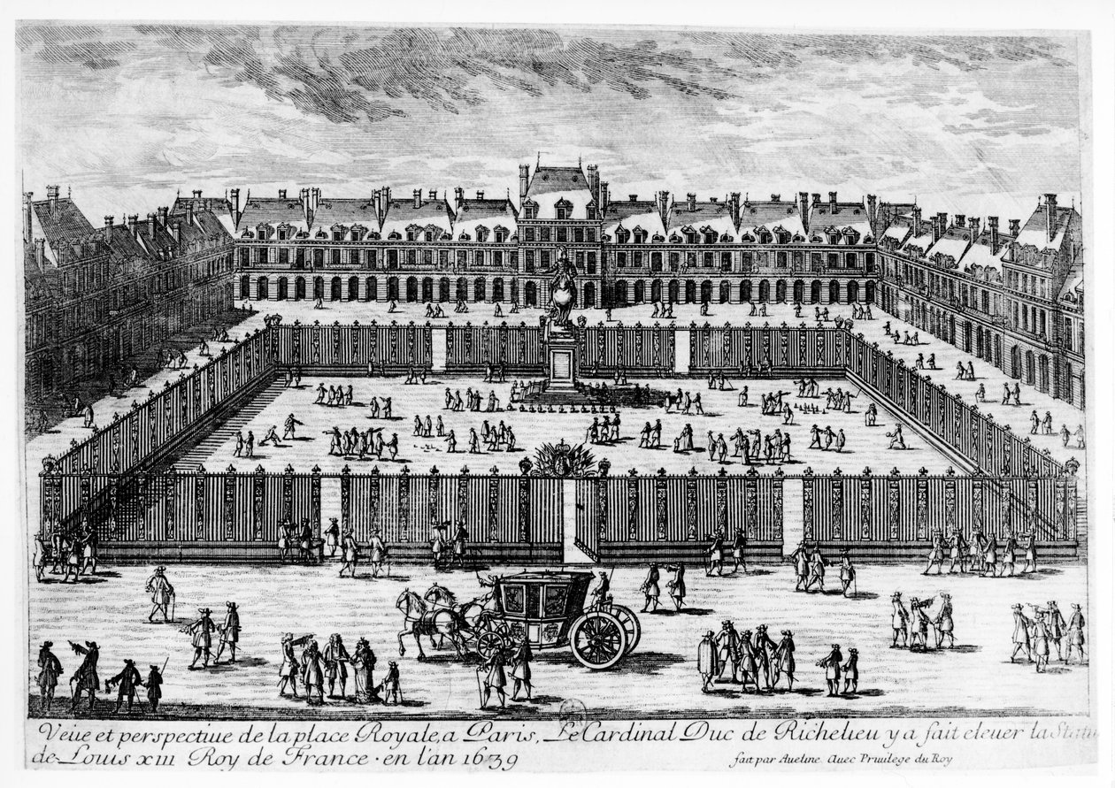 Vista en perspectiva de la Place des Vosges de Aveline Family