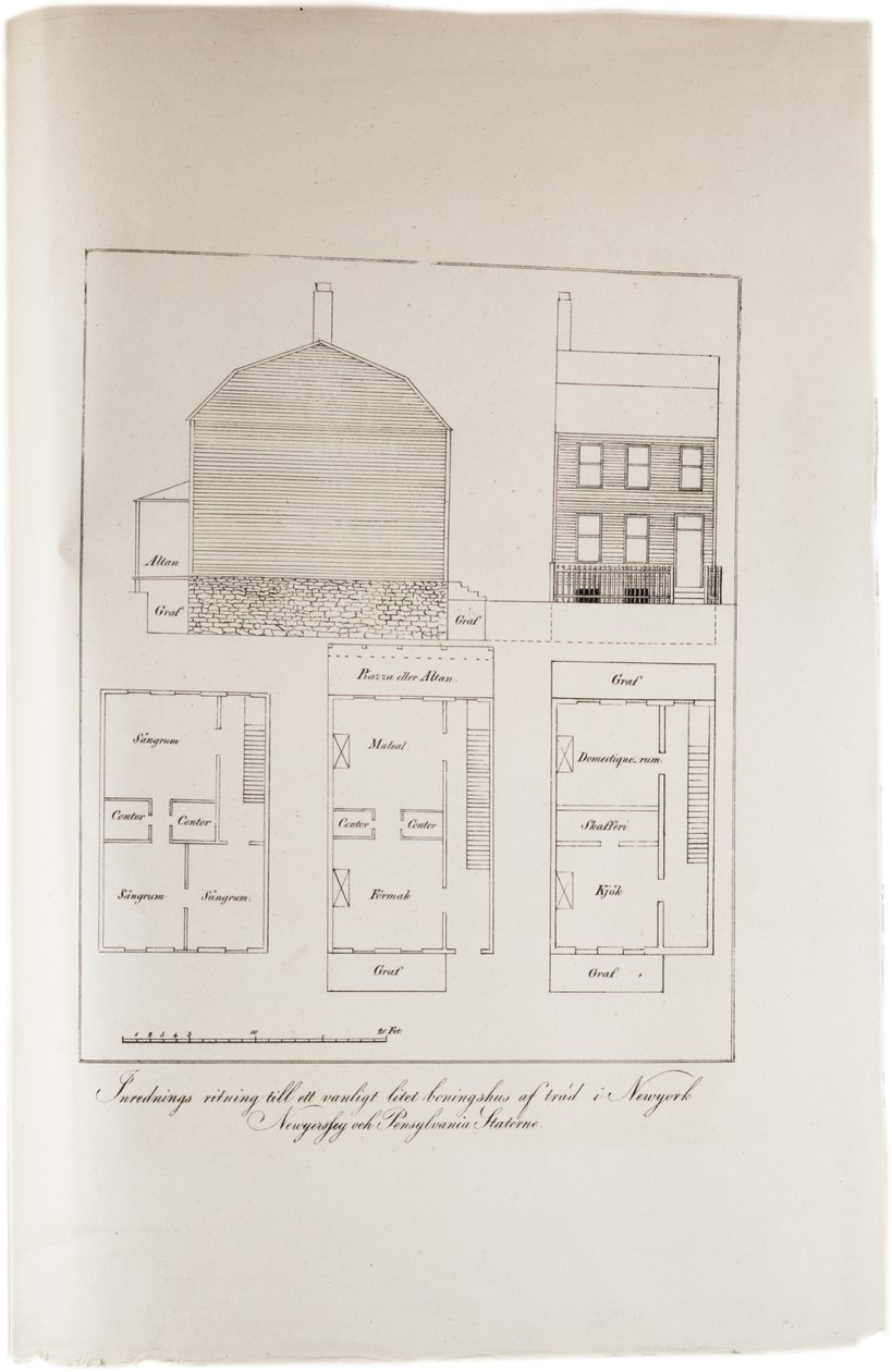 Diseño de una vivienda típica de Nueva York, de un Atlas de los Estados Unidos, 1824 de Axel Leonhard Klinckowström