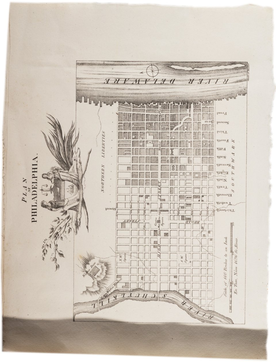 Mapa de Filadelfia, de un atlas de los Estados Unidos, 1824 de Axel Leonhard Klinckowström