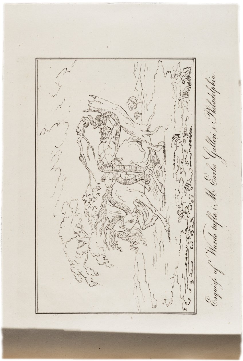 Boceto de la pintura de Ward en la galería del Sr. Earle, Filadelfia, de un Atlas de los Estados Unidos, 1824 de Axel Leonhard Klinckowström