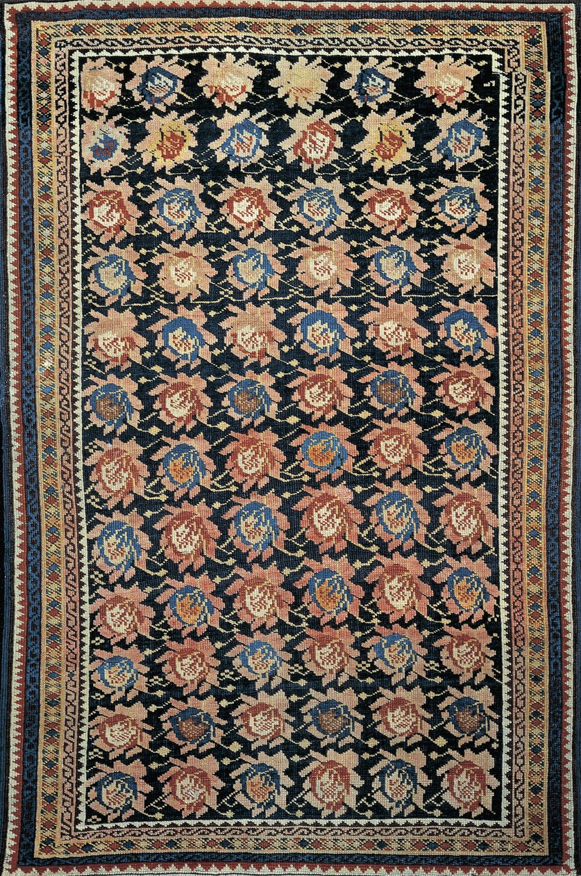 Primer plano de una alfombra Karabagh Rosette, Azerbaiyán de Azerbaijani School
