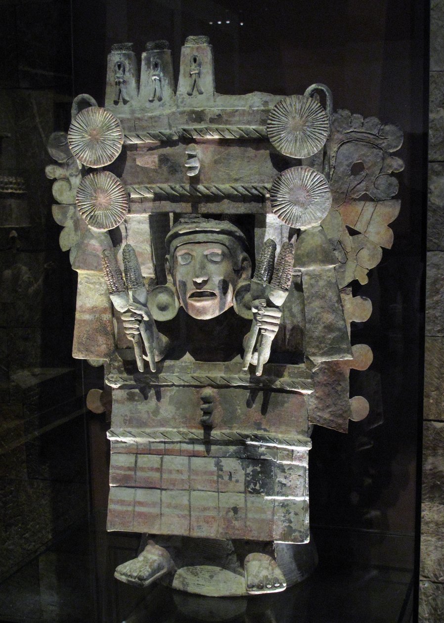 Incensario en forma de la diosa de la agricultura Chicomecoatl, Tláhuac, período Posclásico Tardío, c.1500 de Aztec