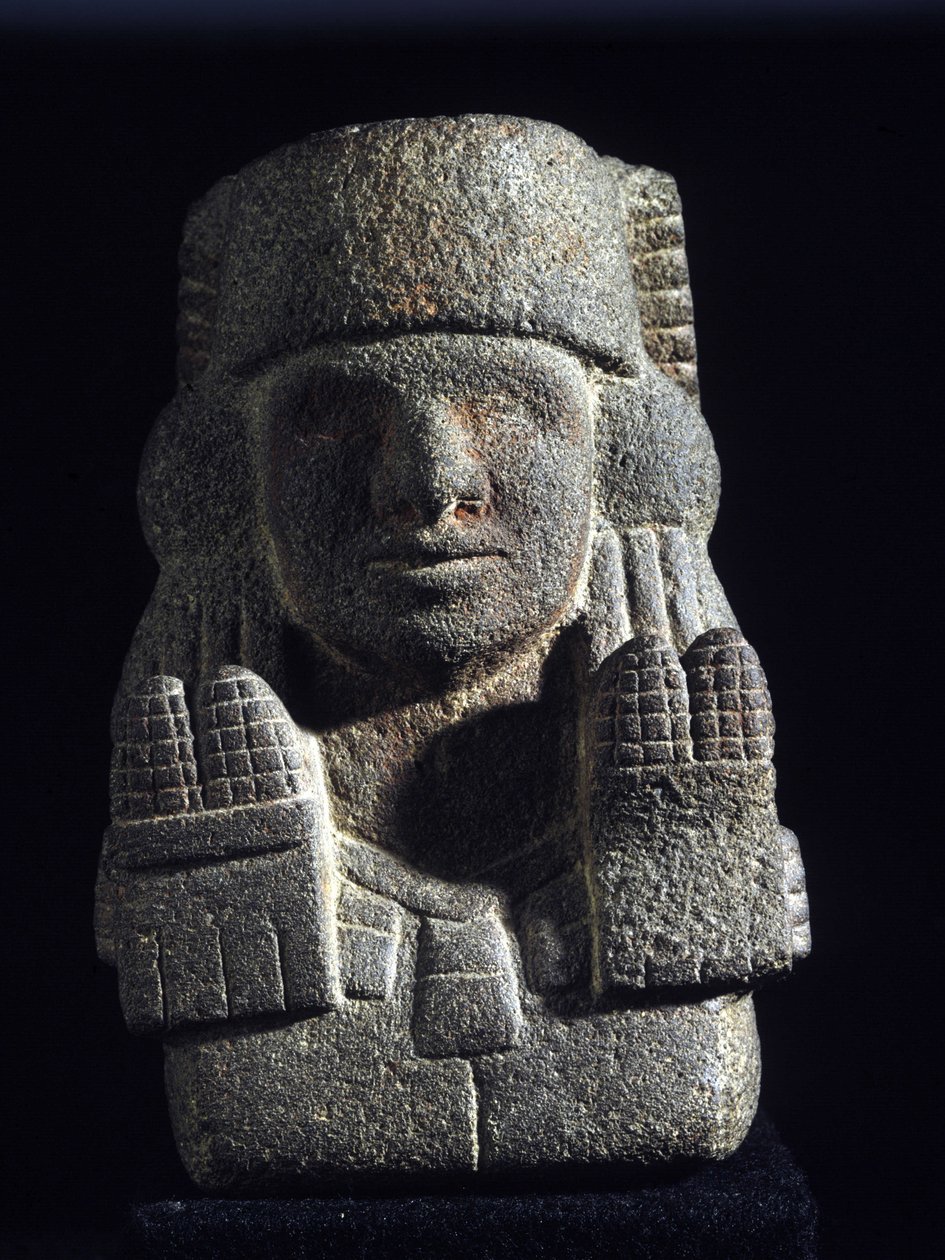 Arte azteca: representación de Chicomecoatl (llamada también Xilonen), diosa del maíz y la fertilidad. Museo Nacional de Antropología, México de Aztec Aztec