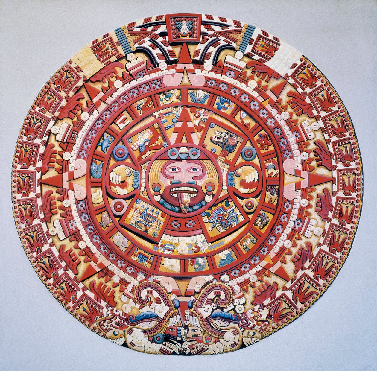 Civilización Precolombina: el Calendario Azteca (Piedra del Sol): disco que representa el calendario y la cosmogonía azteca (Tonalpohualli) de Aztec Aztec