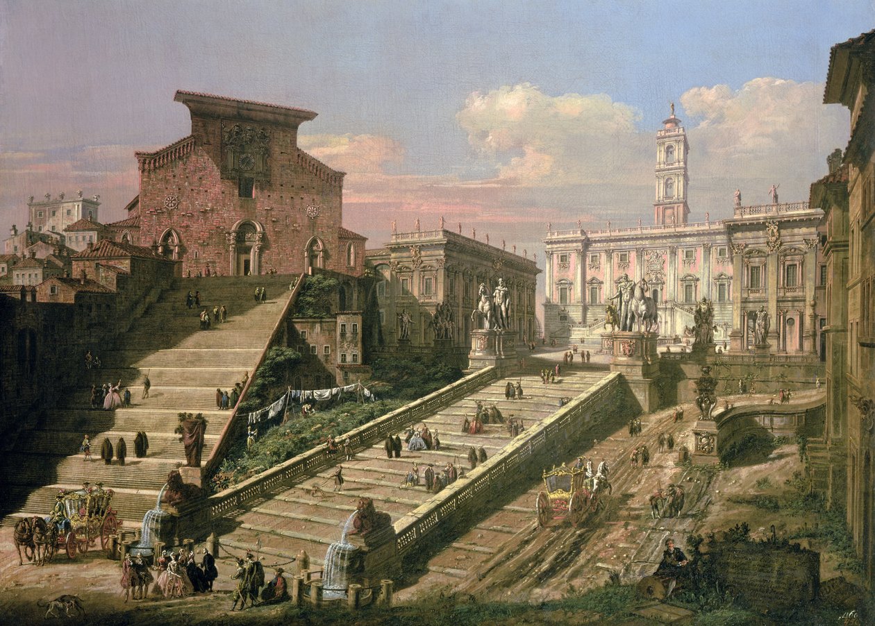 La Piazza del Campidoglio y la Iglesia de S. Mario d