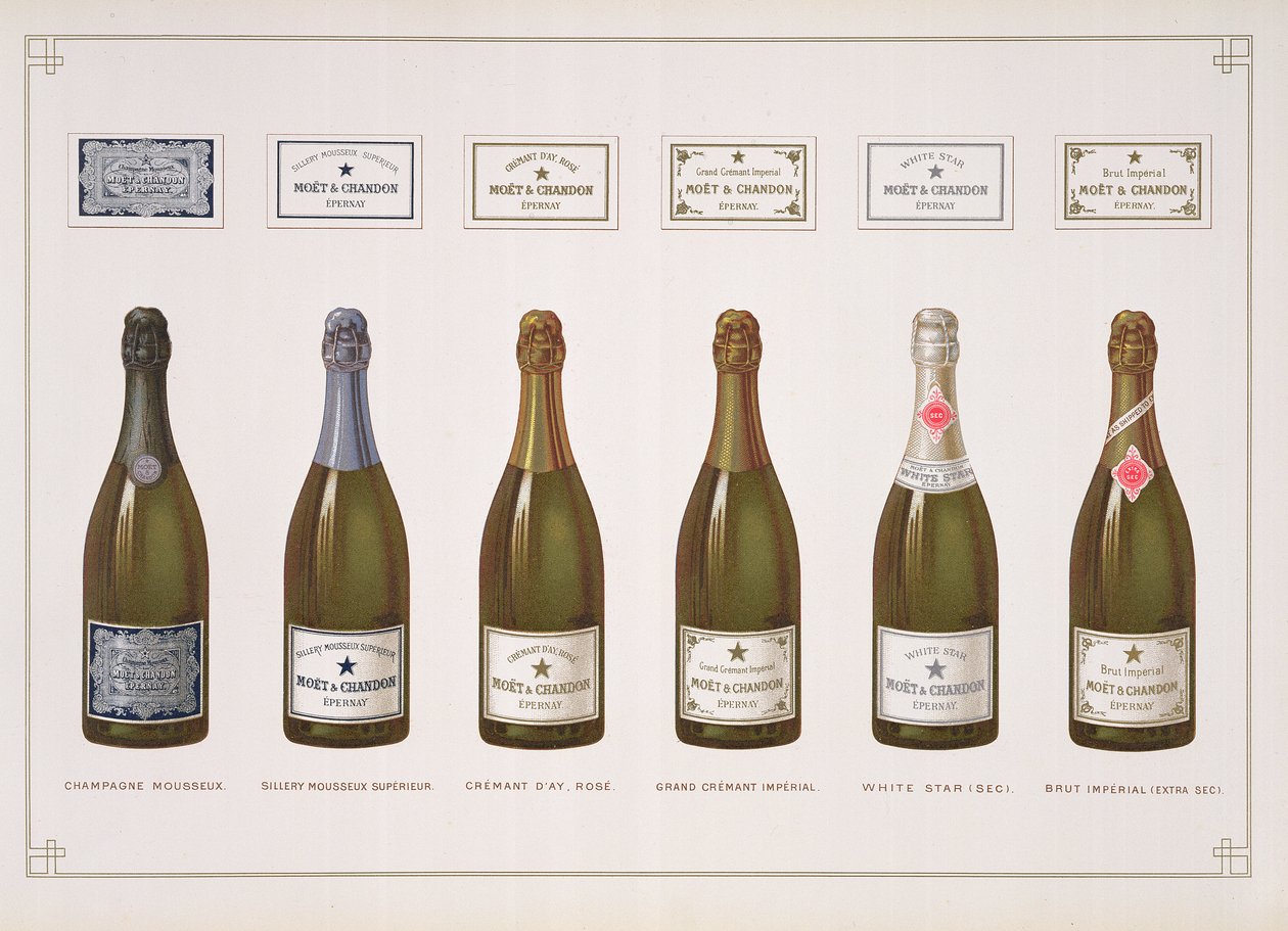 Tipos de Champagne y vino espumoso, de La France Vinicole, publicado por Moet & Chandon, Epernay de B. Arnaud