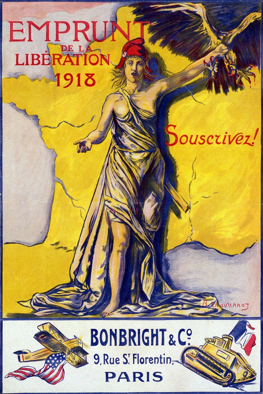 Cartel para "El Préstamo de Liberación 1918: ¡Suscríbete!" - ilustrado por B. Chavannaz, Derechos Reservados. de B. Chavannaz