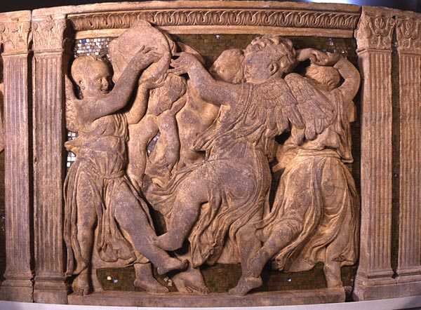 Panel post-restauración No.III del púlpito exterior de la Catedral de Prato de B. di Donatello and Michelozzo