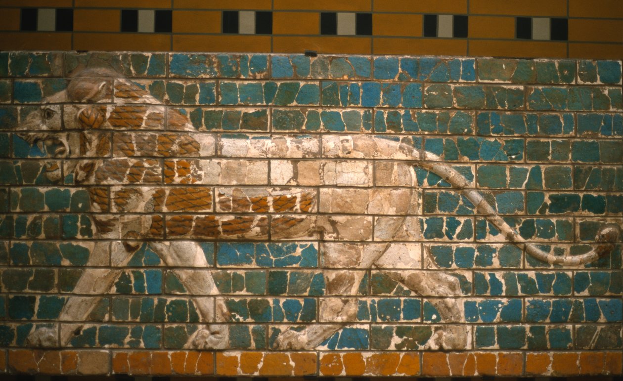 León de la puerta de Ishtar, Babilonia (ladrillos vidriados) de Babylonian