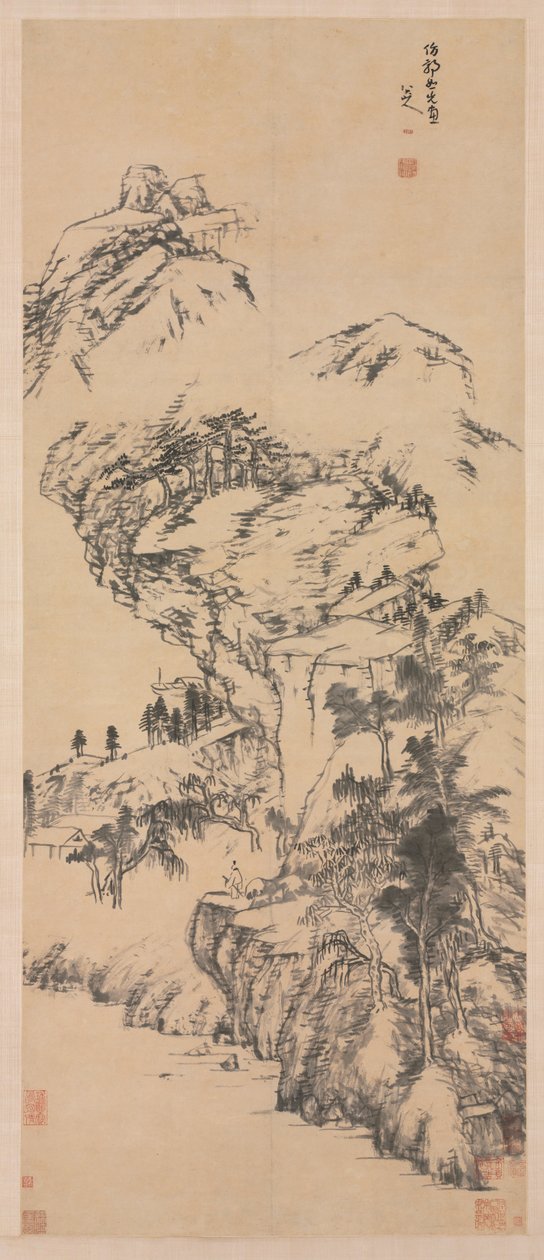 Paisaje después de Guo Zhongshu de Bada Shanren