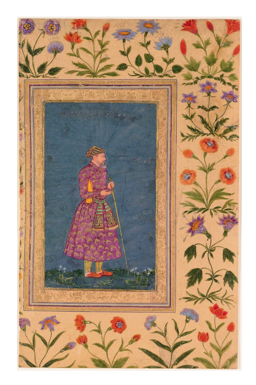 Retrato de Grandeza mogol, de pie, c.1640 (acuarela opaca y oro sobre papel) de Bahadur Ilyas