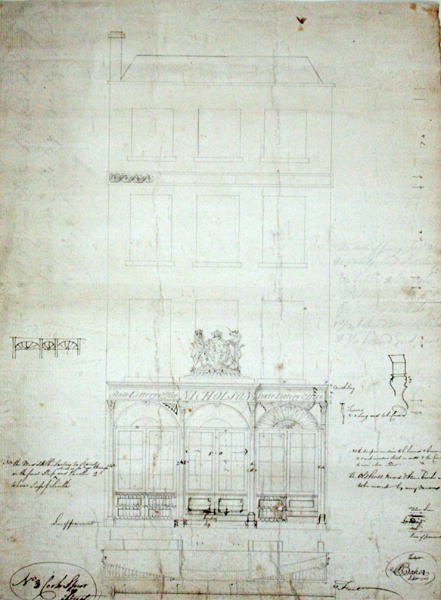 Diseño para la Oficina de la Lotería Estatal de Nicholson, No. 3 Cockspur Street, Ciudad de Londres de Baker Baker
