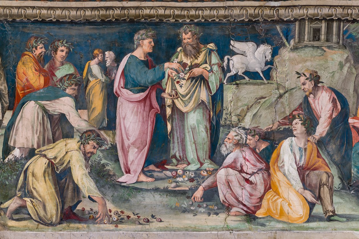 Parnaso, con Pegaso y los poetas de Baldassarre Peruzzi