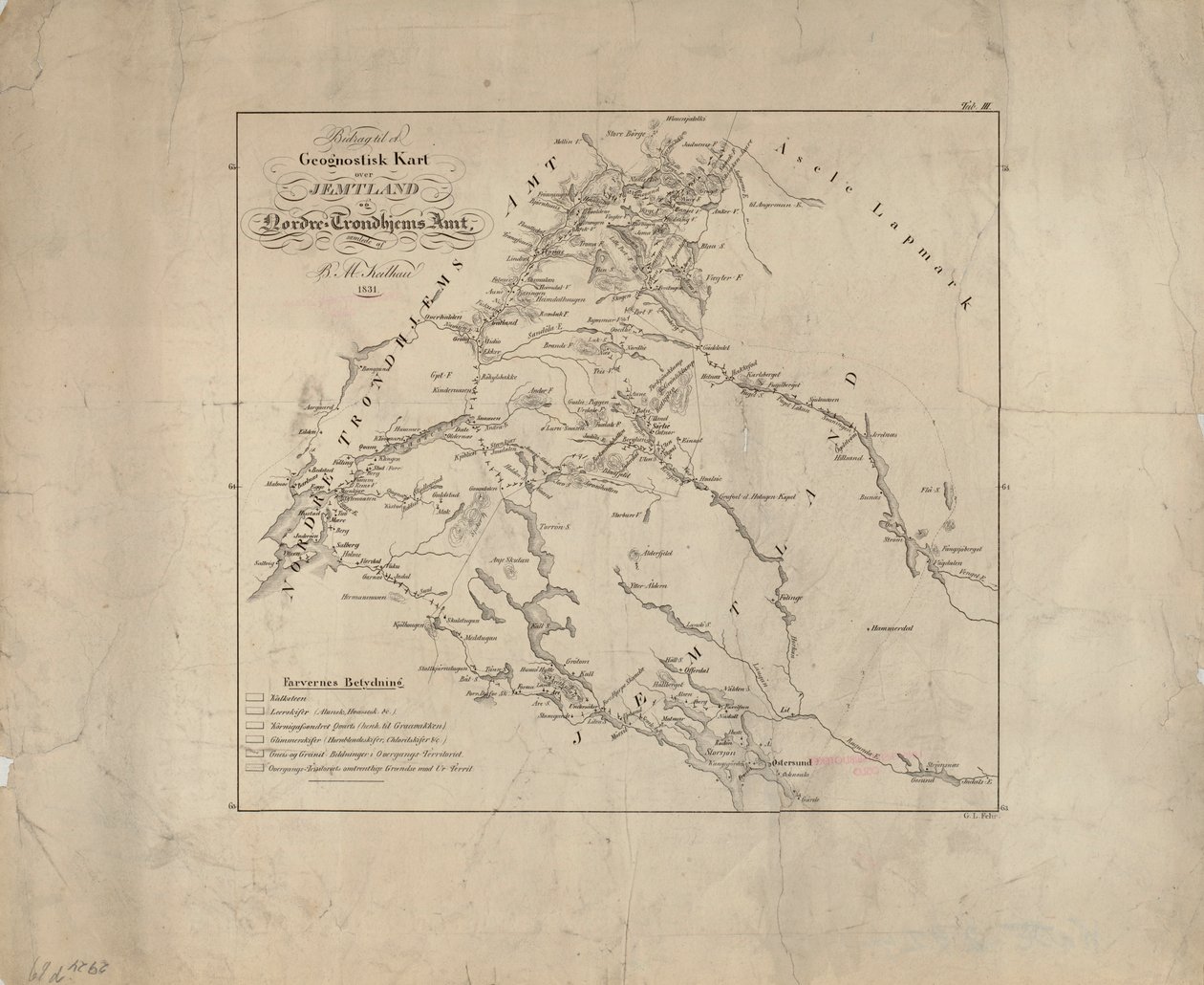 El mapa fue publicado en (1831) y muestra Jemtland de Baltazar Mathias Keilhau