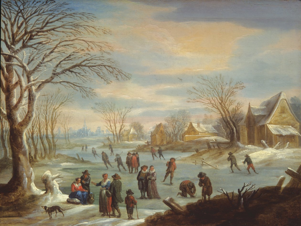 Paisaje Invernal con Patinadores de Balthasar Beschey