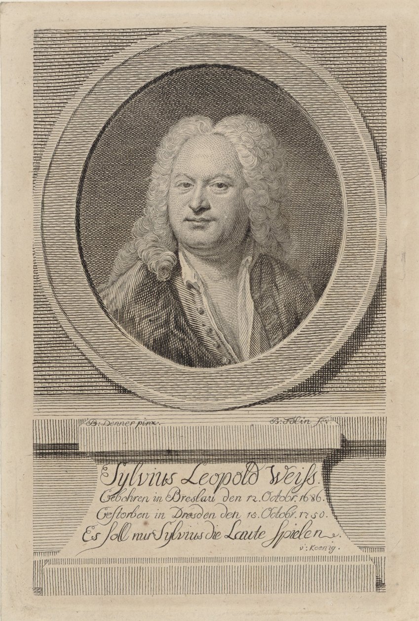 Retrato de Sylvius Leopold Weiss de Balthasar Denner