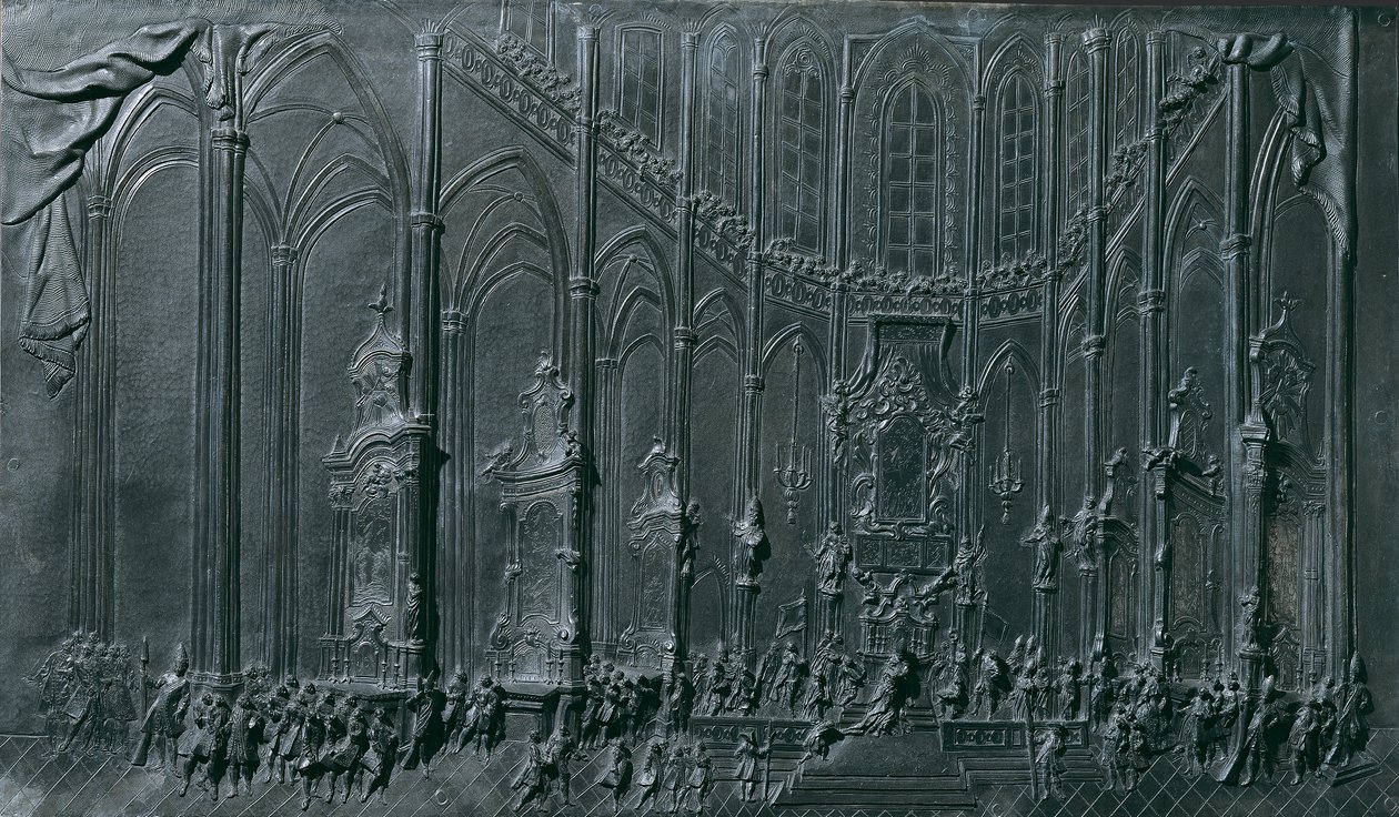 La coronación de María Teresa en la Catedral de Praga como "Rey" de Bohemia el 12 de mayo de 1743 de Balthasar Ferdinand Moll