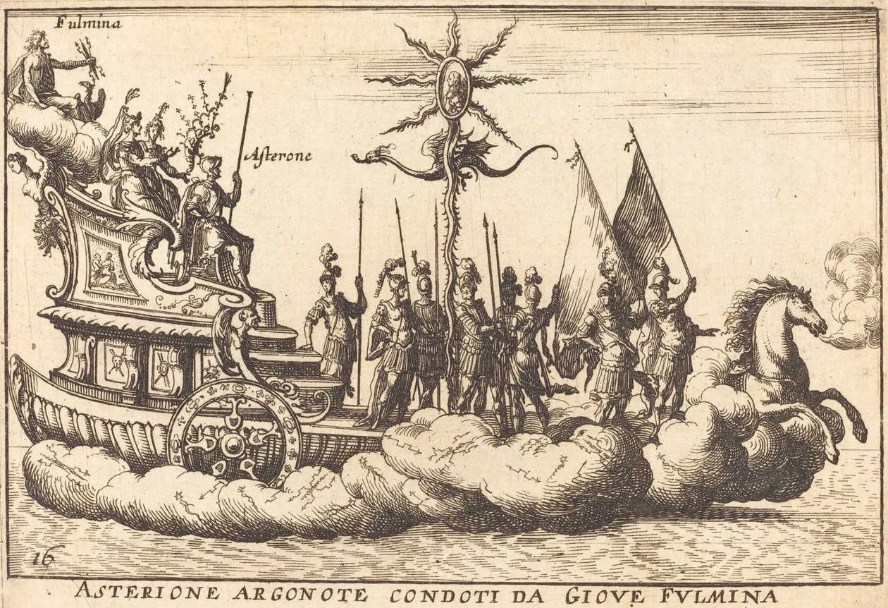 Asterione Argonote conducidos por Júpiter Fulmina de Balthasar Moncornet after Remigio Cantagallina