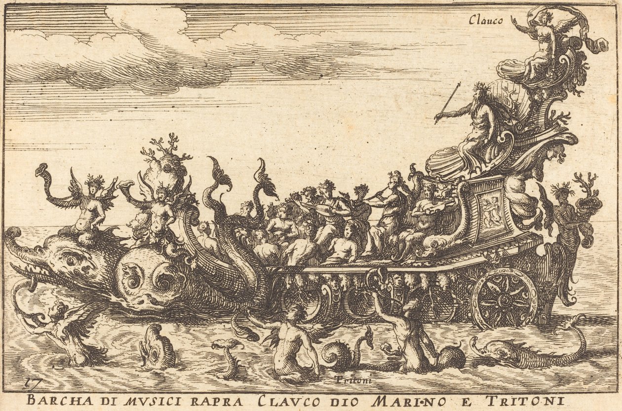 Barcha de músicos rapra Clauco dio Marino y Tritones de Balthasar Moncornet after Remigio Cantagallina