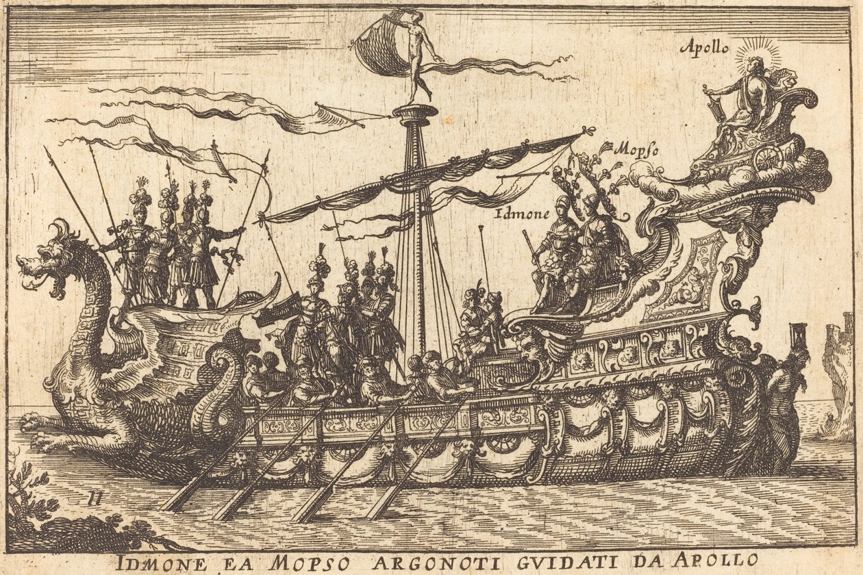 Idinone ea Mopso Argonoti guiados por Apolo de Balthasar Moncornet after Remigio Cantagallina