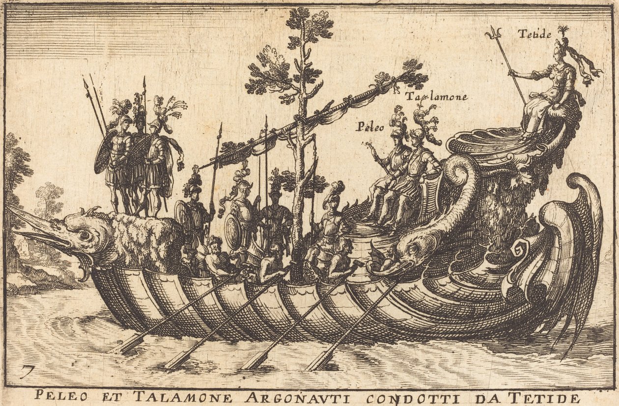 Peleo y Talamone Argonautas conducidos por Tetis de Balthasar Moncornet after Remigio Cantagallina