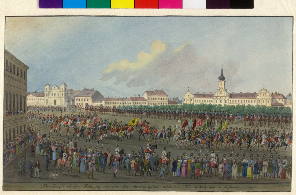 Procesión de coronación del emperador Fernando I al rey de Hungría 1830 (acuarela y gouache) de Balthasar Wigand