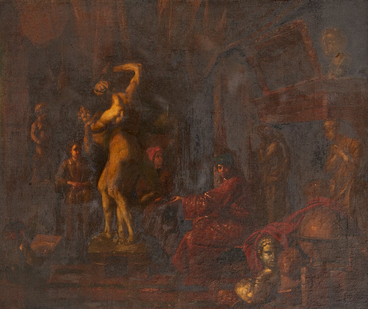En el estudio del artista (óleo sobre lienzo) de Balthasar van den (attr.to) Bossche