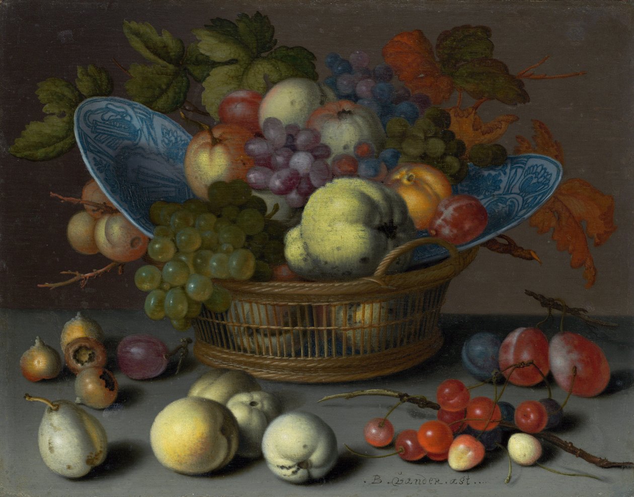 Cesta de frutas, c. 1622 (óleo sobre tabla) de Balthasar van der Ast