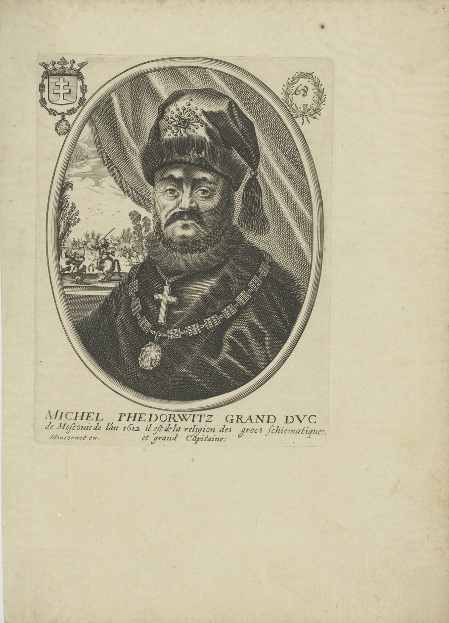 Retrato del zar Mijaíl I Fiódorovich de Rusia 1596-1645, alrededor de 1640-1650 de Balthazar Moncornet