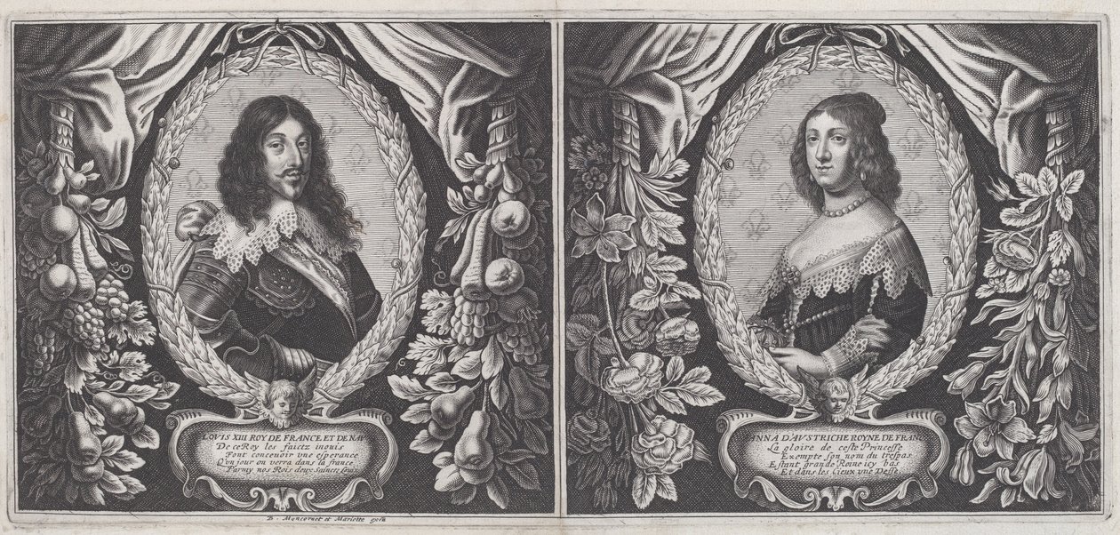 Luis XIII y Ana de Austria de Balthazar Moncornet and Pierre Mariette I