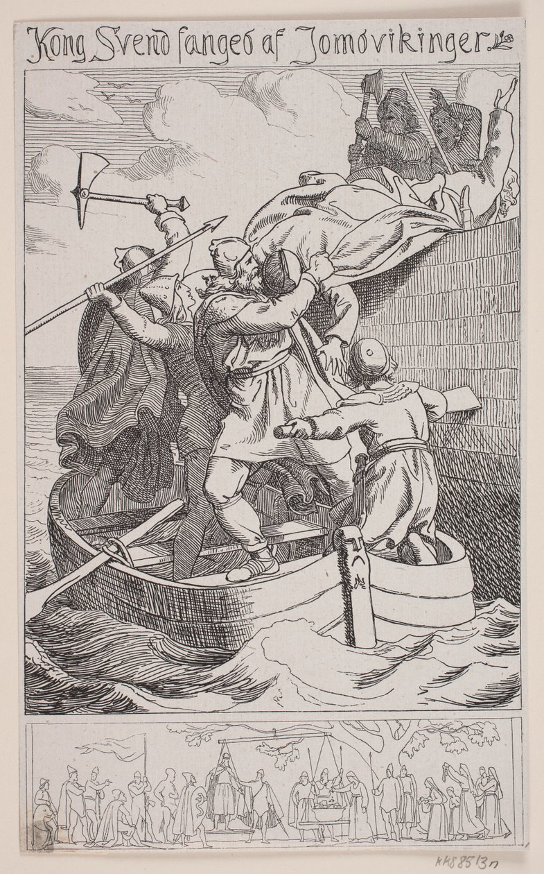 El rey Svend capturado por los Jomsvikings de Balzer Dahl