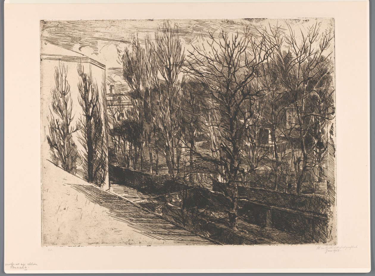 Vista desde mi estudio (título original del objeto) Panorama (título en objeto) de Barbara Elisabeth van Houten (signed by artist)