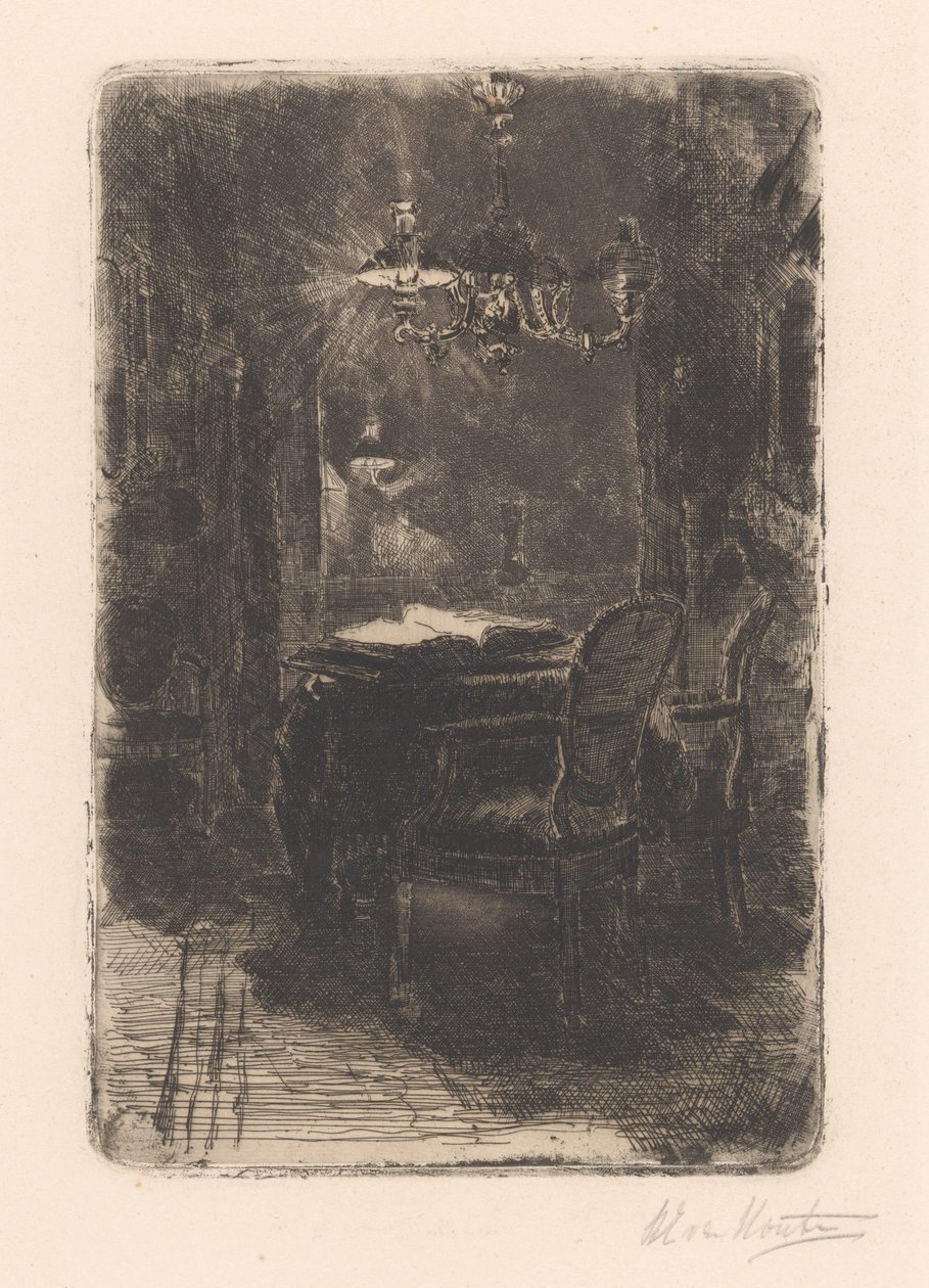 Interior con espejo y mesa con libro abierto de Barbara Elisabeth van Houten (signed by artist)