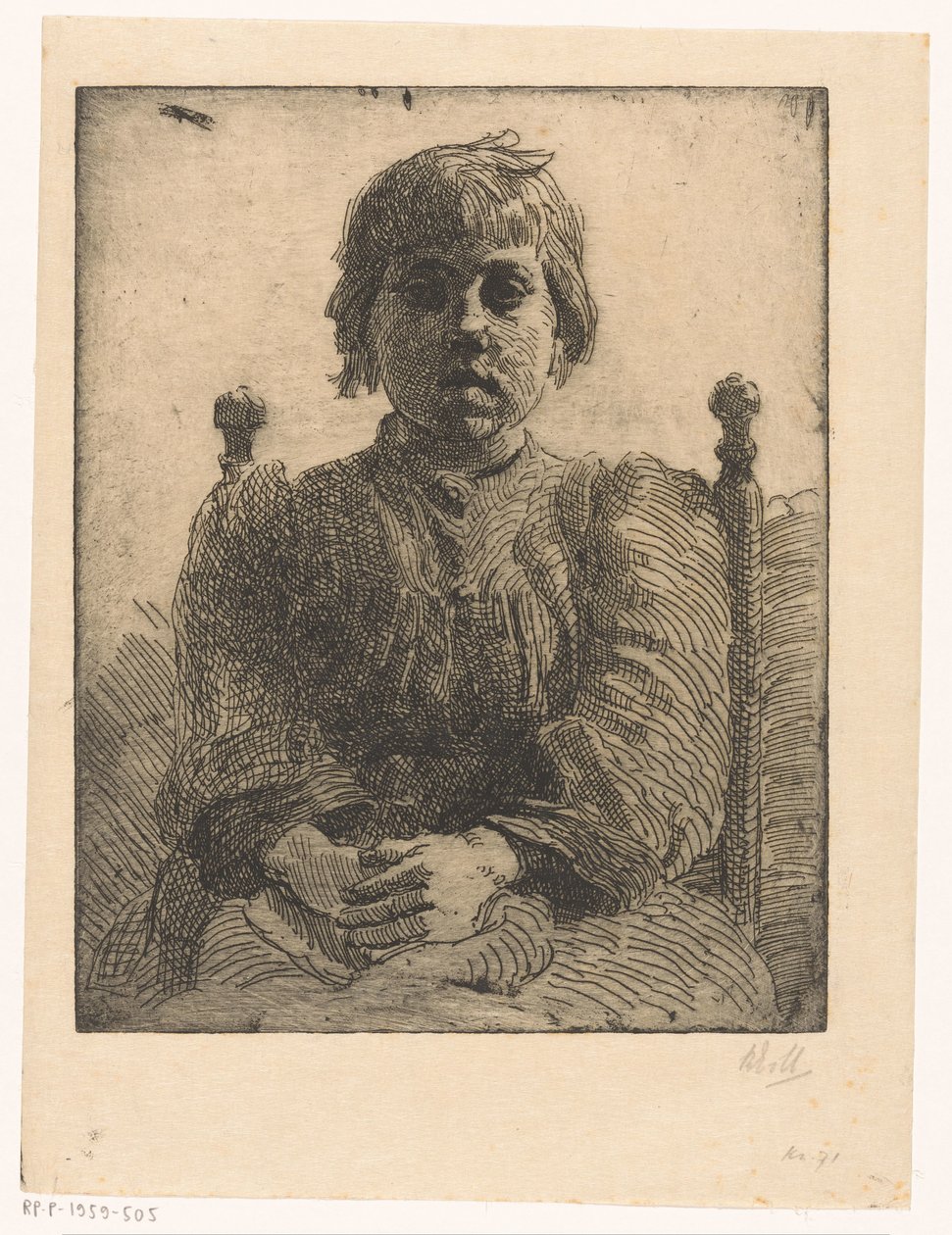 Retrato de una chica desconocida de Barbara Elisabeth van Houten (signed by artist)